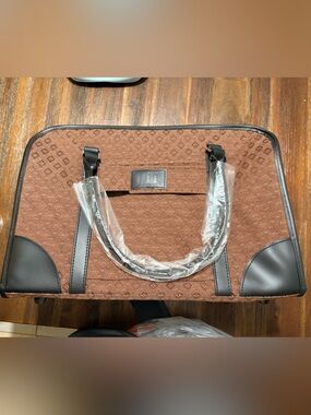 Joy Mangano brown weekender travel bad